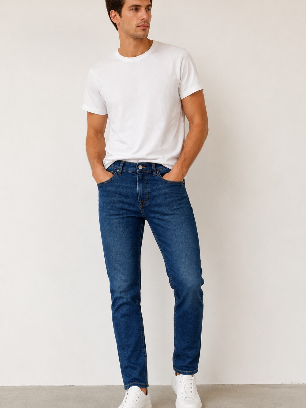 Zara Men Slim Straight Jeans in Blue Wash